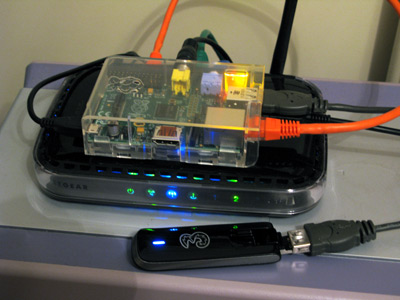 photo of Raspberry Pi and router