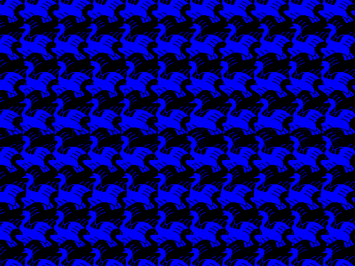 Blue & black Escher-style swans